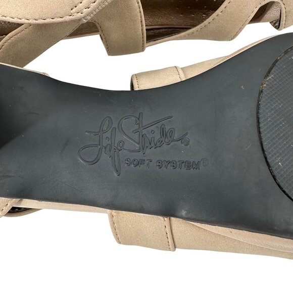 LifeStride Womens Beige Open-Toe Heels With Strappy Design 3-Inch Heel Size 7M - Picture 5 of 10